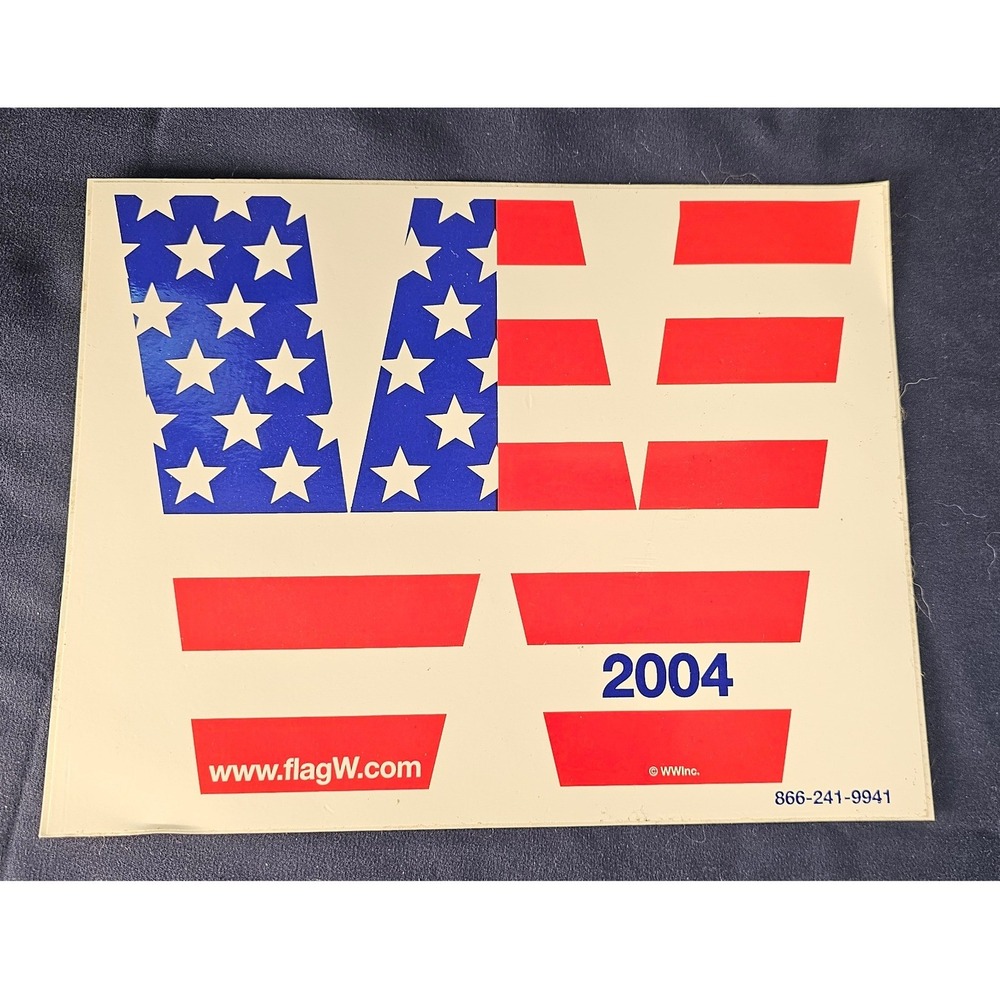 Vintage 2004 George W Bush W American Flag Presidential Campaign Window Decal